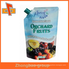 Embalaje de alimentos guangzhou proveedor ziplock bolsa de bebida reutilizable con pico de jugo de fruta